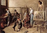 Painter in His Studio, Painting a Musical Company by Jan Miense Molenaer